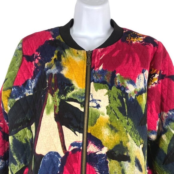 Soft Surroundings Floribella Bomber Jacket Large Quilted Floral Zip‎ CJ-1223 - Picture 3 of 9